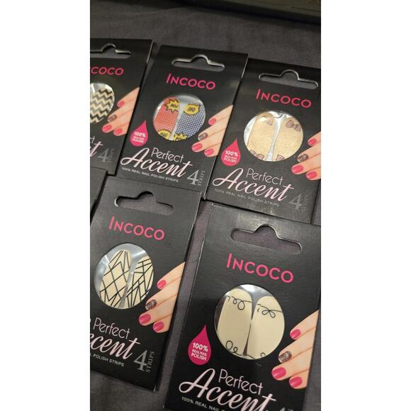 Incoco nail polish strips LOT Of 10 Perfect Accent Packs New Nip - Picture 2 of 4